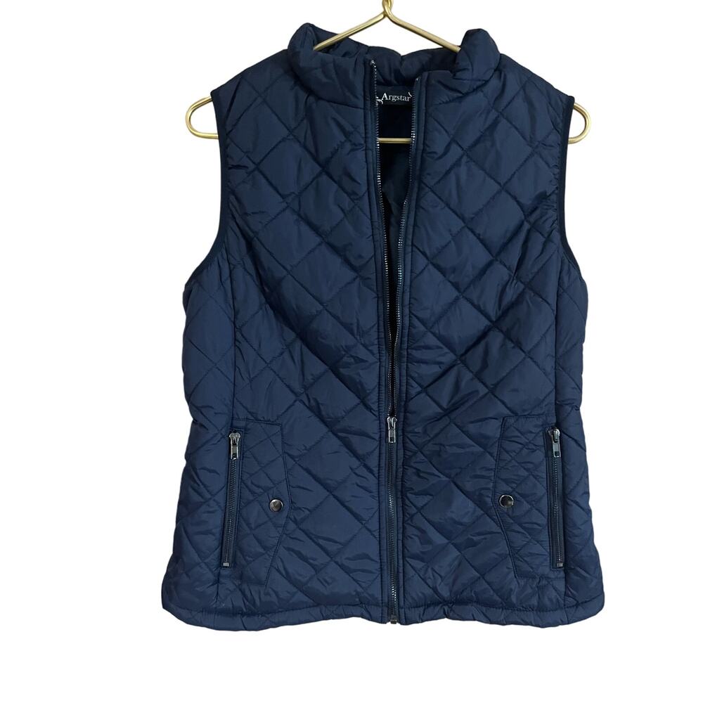 Argstar Women's Vest, Quilted Lightweight Zip Pockets Padded Gilet Blue Size L